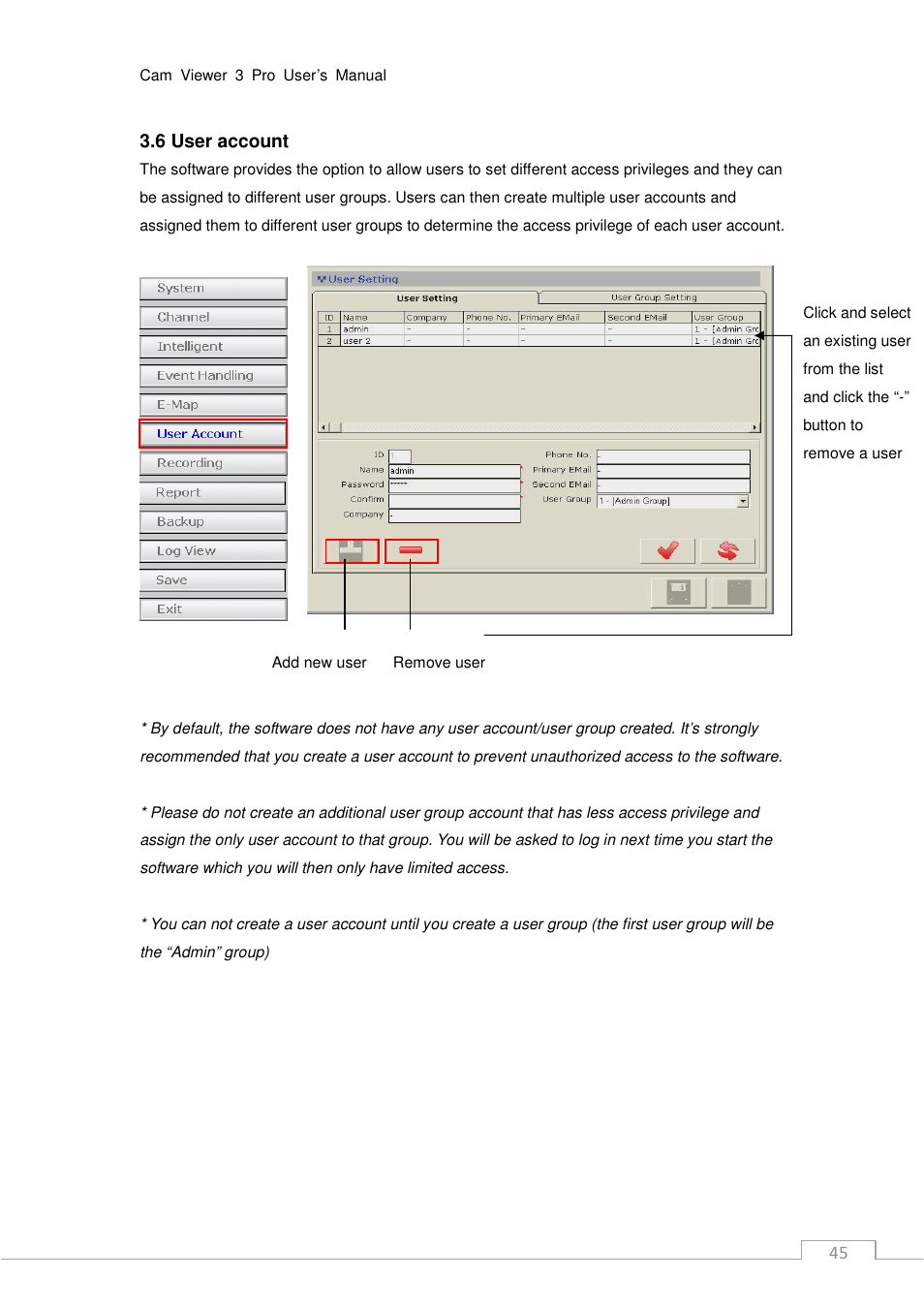 45 3.6 user account | PLANET CV3P Series User Manual | Page 45 / 119