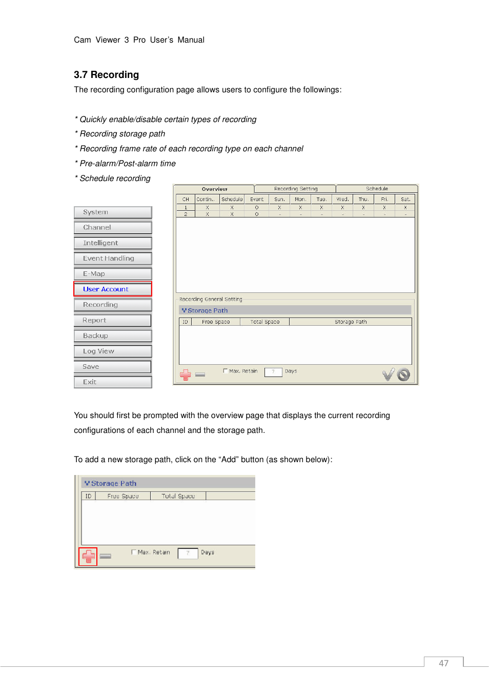 47 3.7 recording | PLANET CV3P Series User Manual | Page 47 / 119