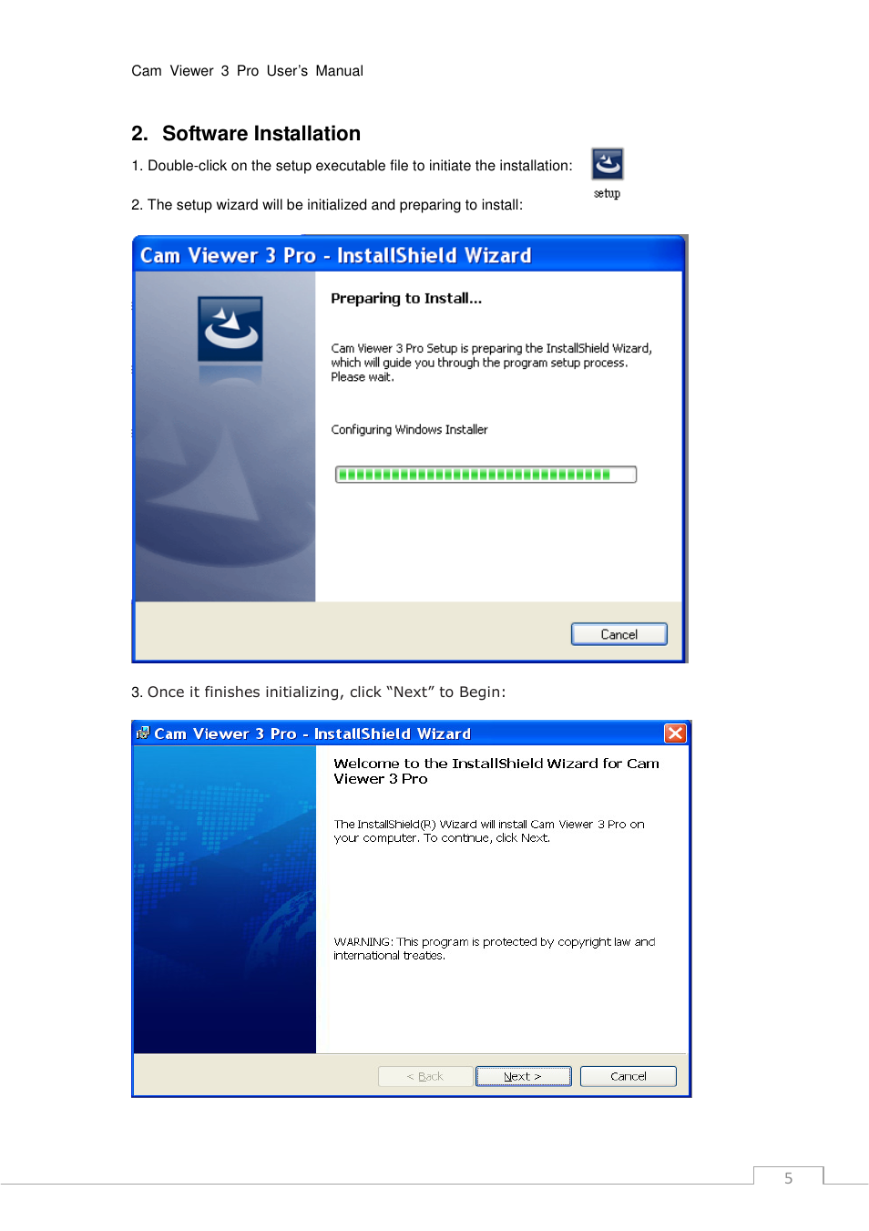 Software installation | PLANET CV3P Series User Manual | Page 5 / 119
