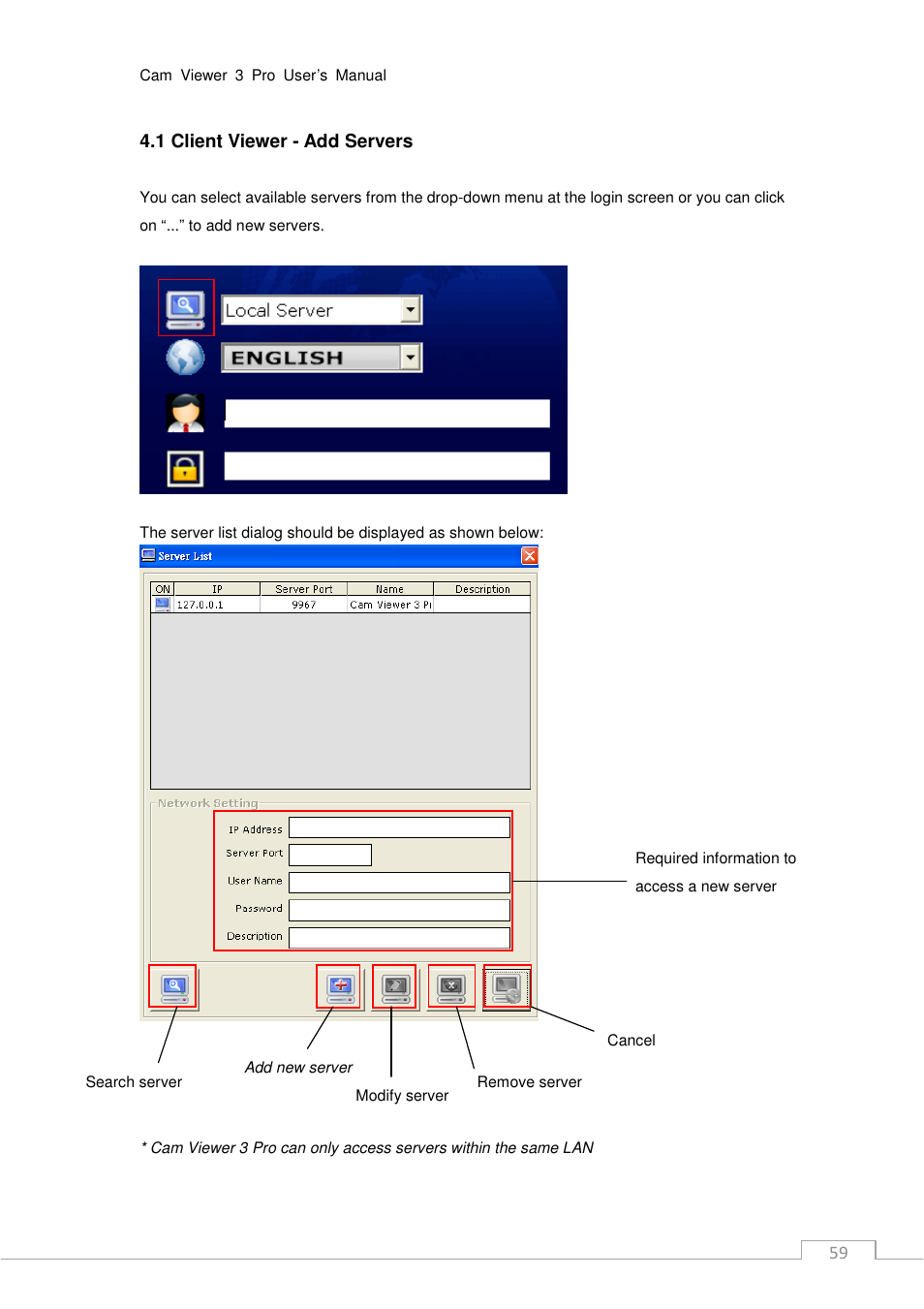 59 4.1 client viewer - add servers | PLANET CV3P Series User Manual | Page 59 / 119