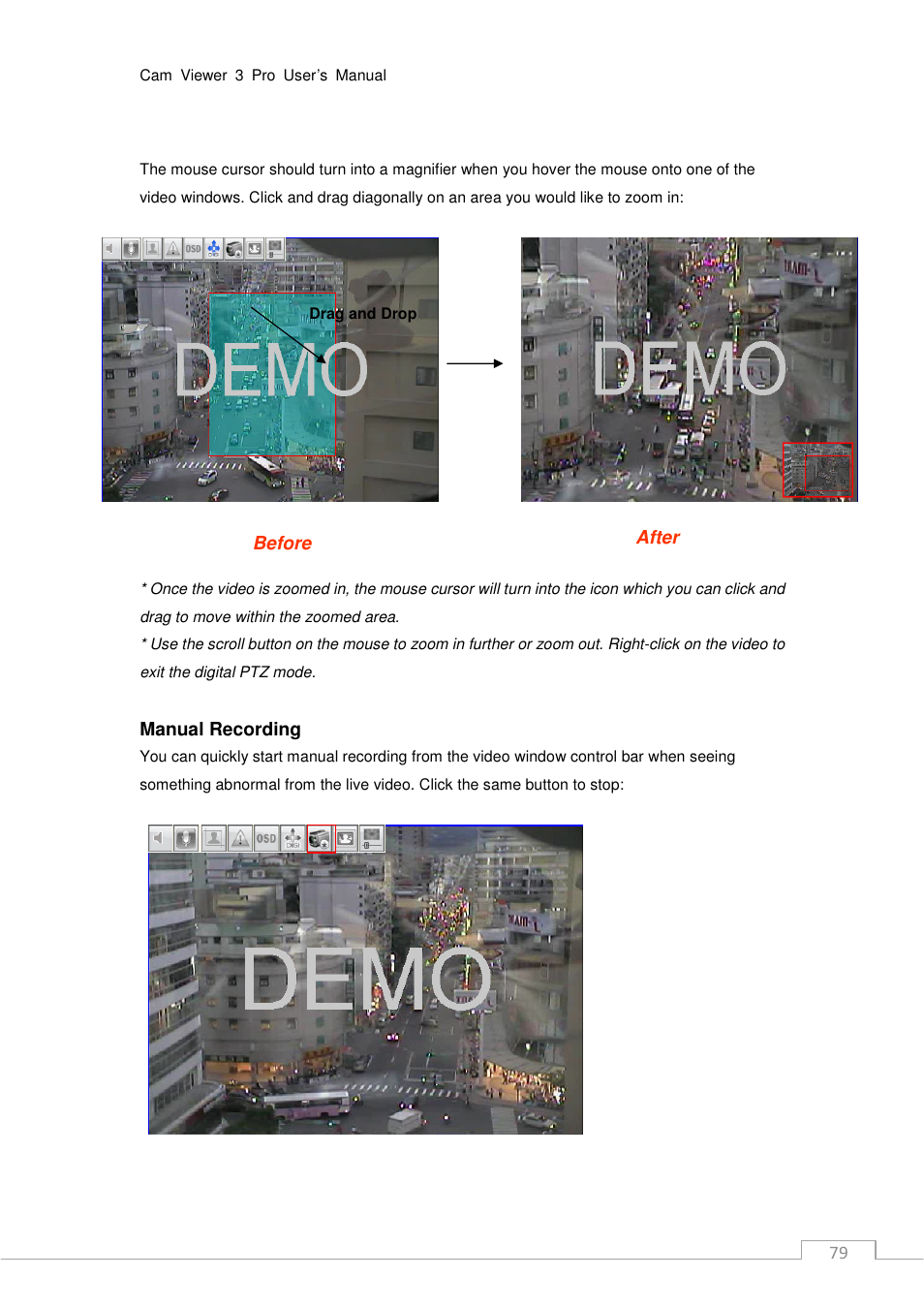 Manual recording, Before after | PLANET CV3P Series User Manual | Page 79 / 119