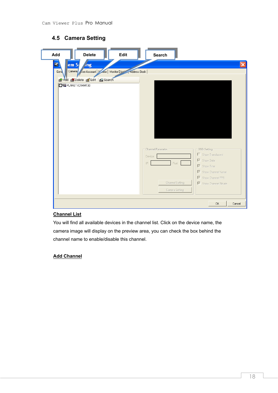 5 camera setting, Camera setting | PLANET CVPP Series User Manual | Page 18 / 66