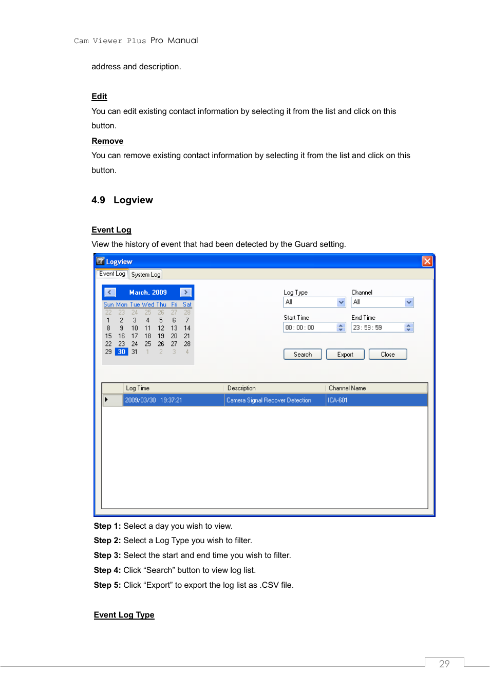 9 logview, Logview | PLANET CVPP Series User Manual | Page 29 / 66