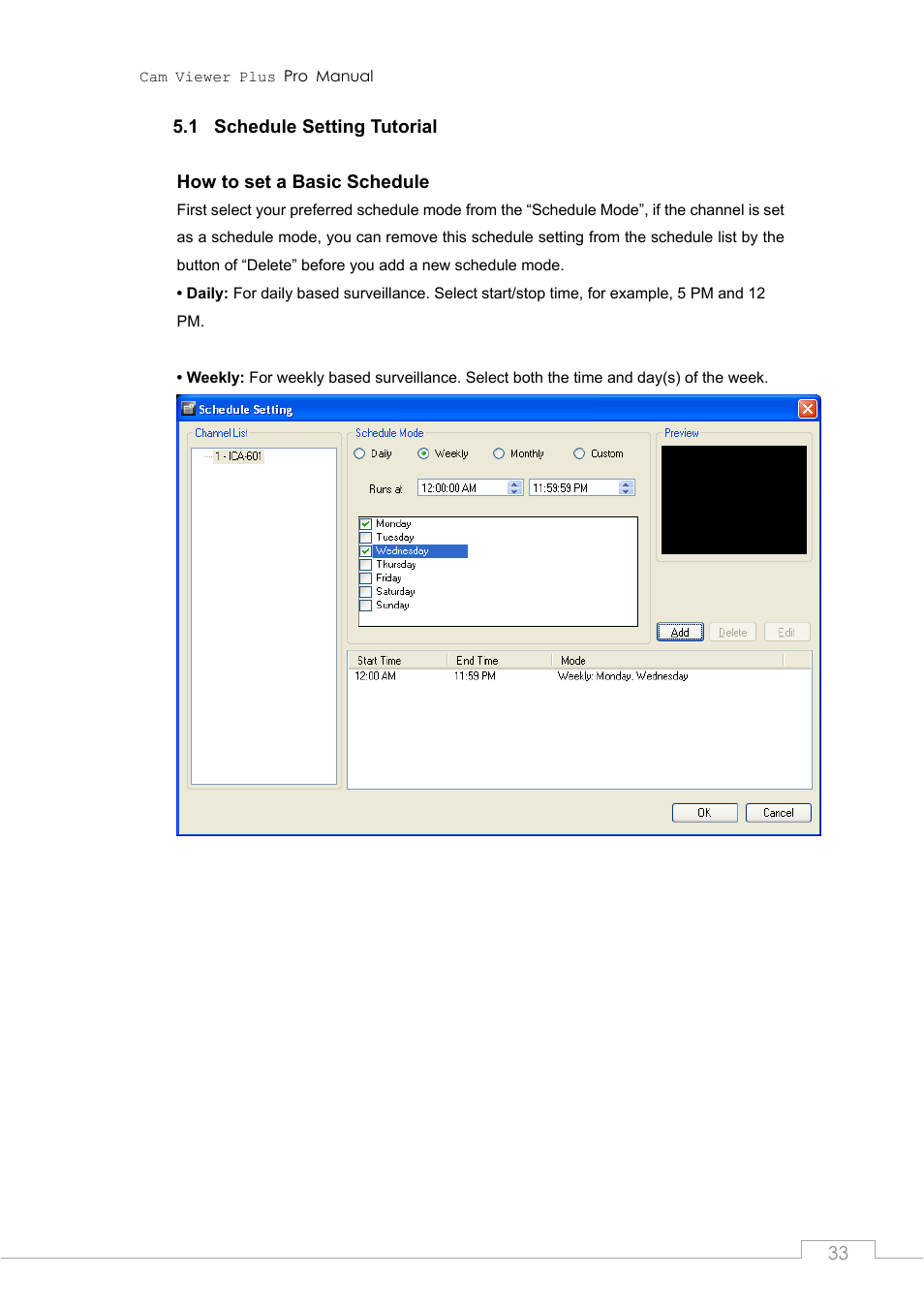1 schedule setting tutorial, Schedule setting tutorial | PLANET CVPP Series User Manual | Page 33 / 66