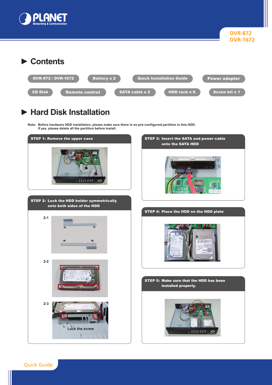 PLANET DVR-1672 User Manual | 2 pages