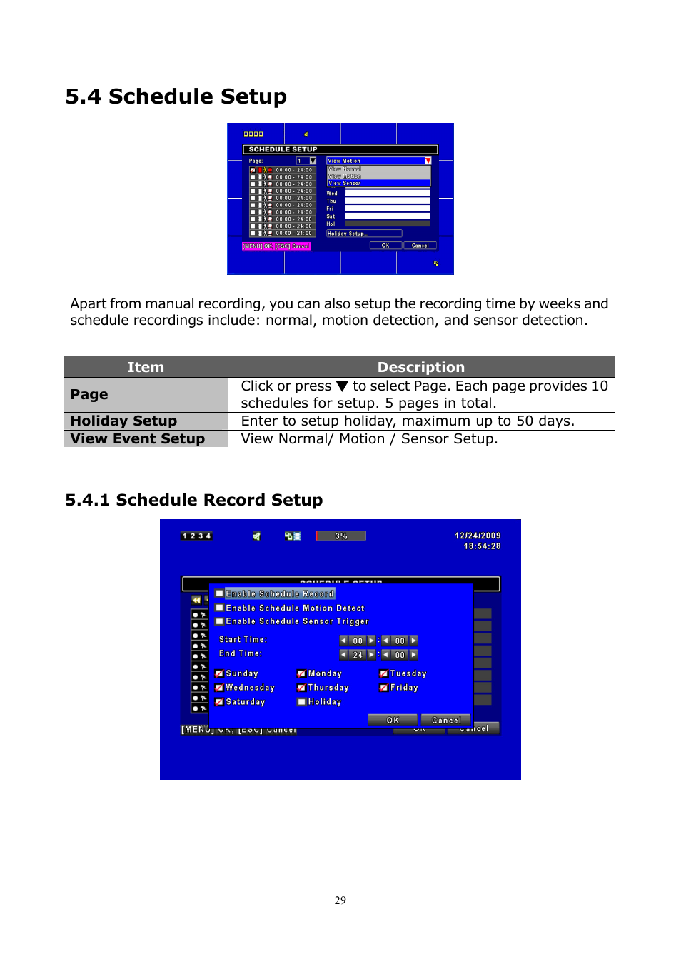 4 schedule setup | PLANET DVR-1672 User Manual | Page 35 / 100