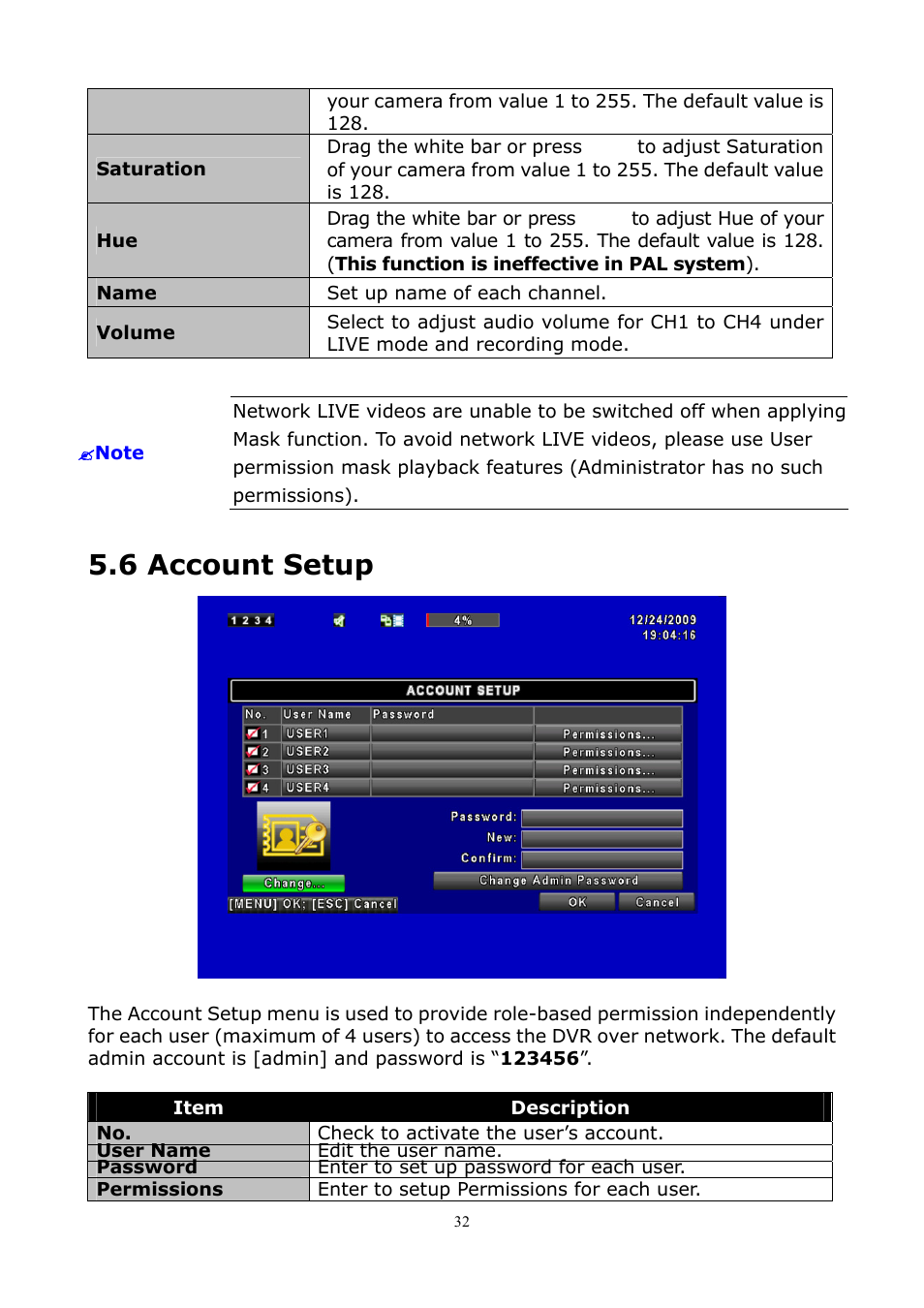6 account setup | PLANET DVR-1672 User Manual | Page 38 / 100