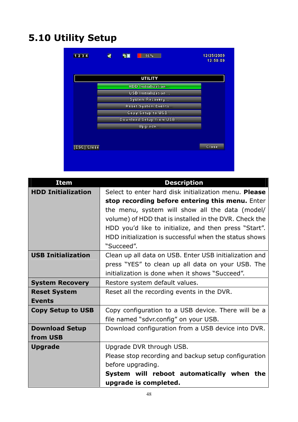 10 utility setup | PLANET DVR-1672 User Manual | Page 54 / 100