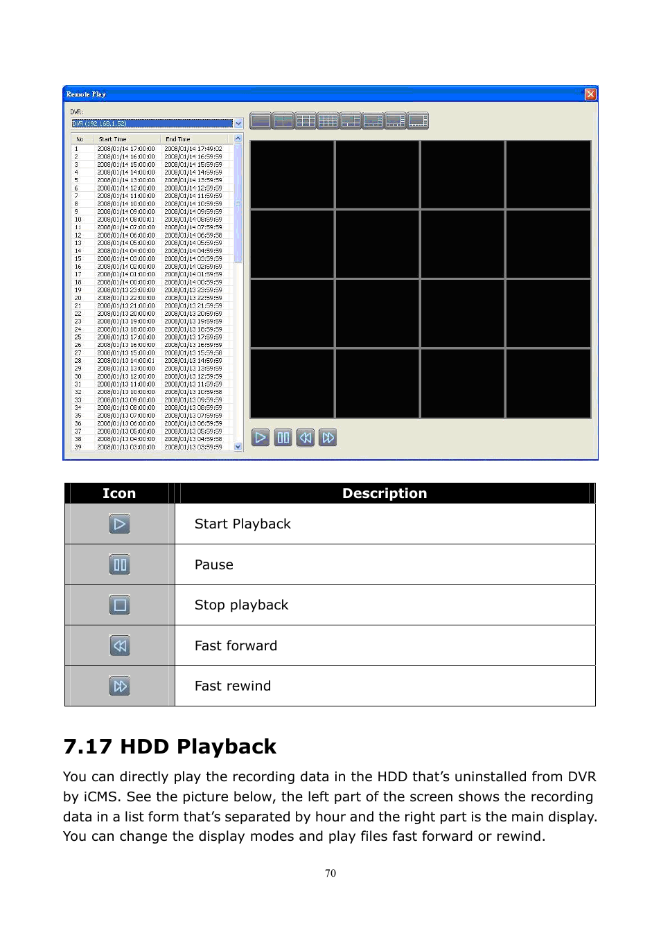 17 hdd playback | PLANET DVR-1672 User Manual | Page 76 / 100