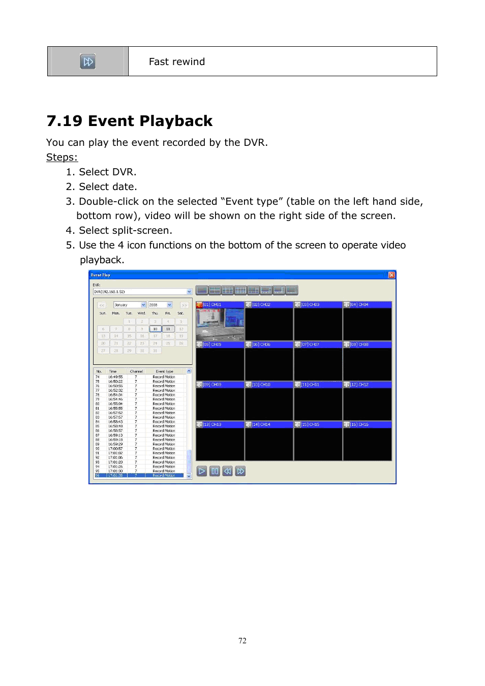 19 event playback | PLANET DVR-1672 User Manual | Page 78 / 100