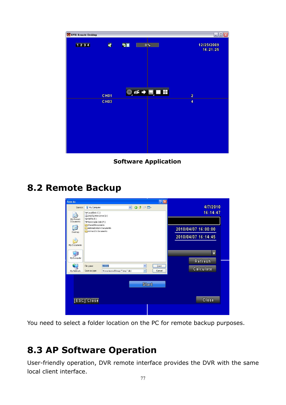 2 remote backup, 3 ap software operation, 2 remote backup 8.3 ap software operation | PLANET DVR-1672 User Manual | Page 83 / 100