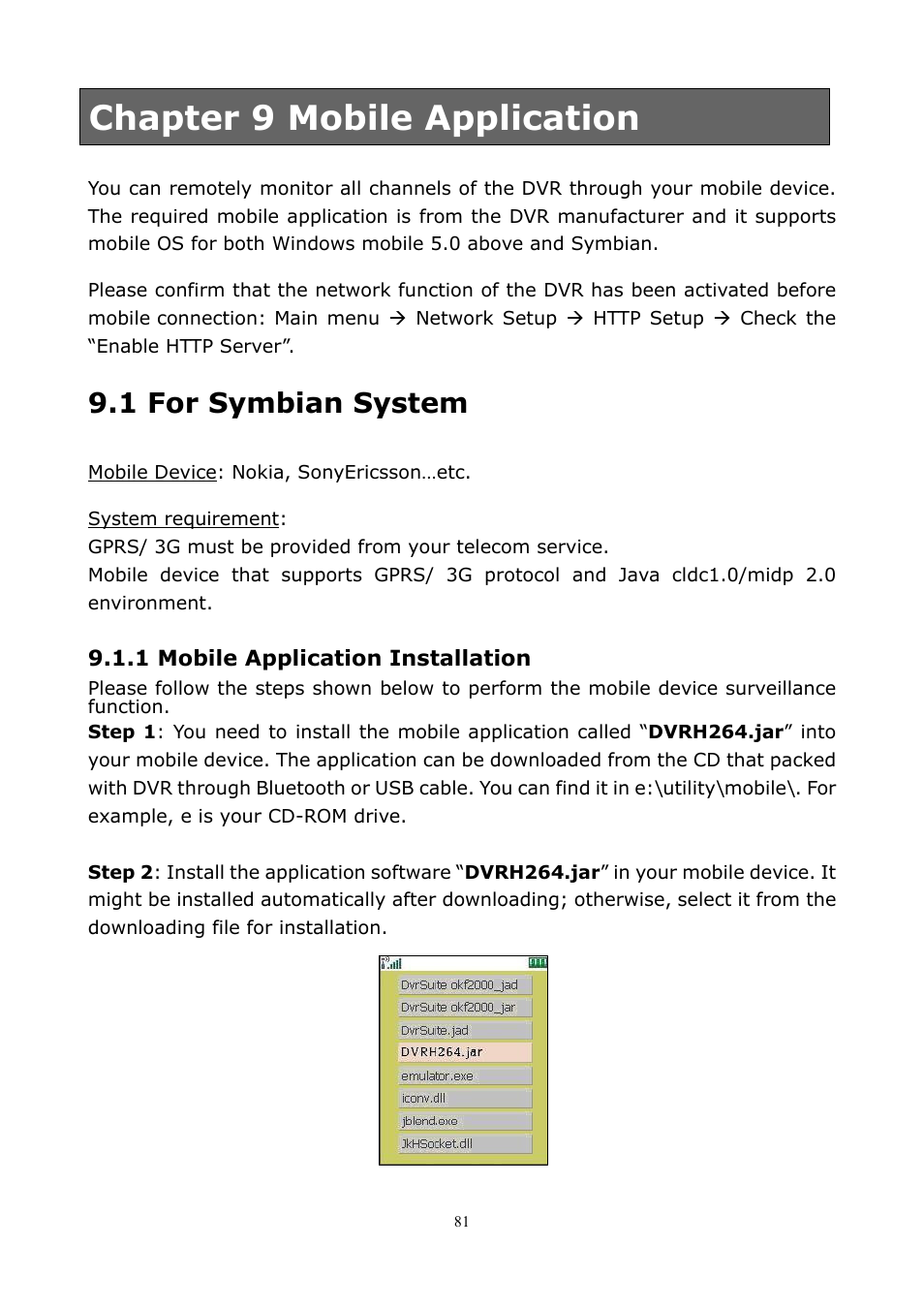 Chapter 9 mobile application, 1 for symbian system | PLANET DVR-1672 User Manual | Page 87 / 100