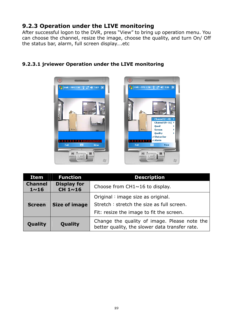 3 operation under the live monitoring | PLANET DVR-1672 User Manual | Page 95 / 100