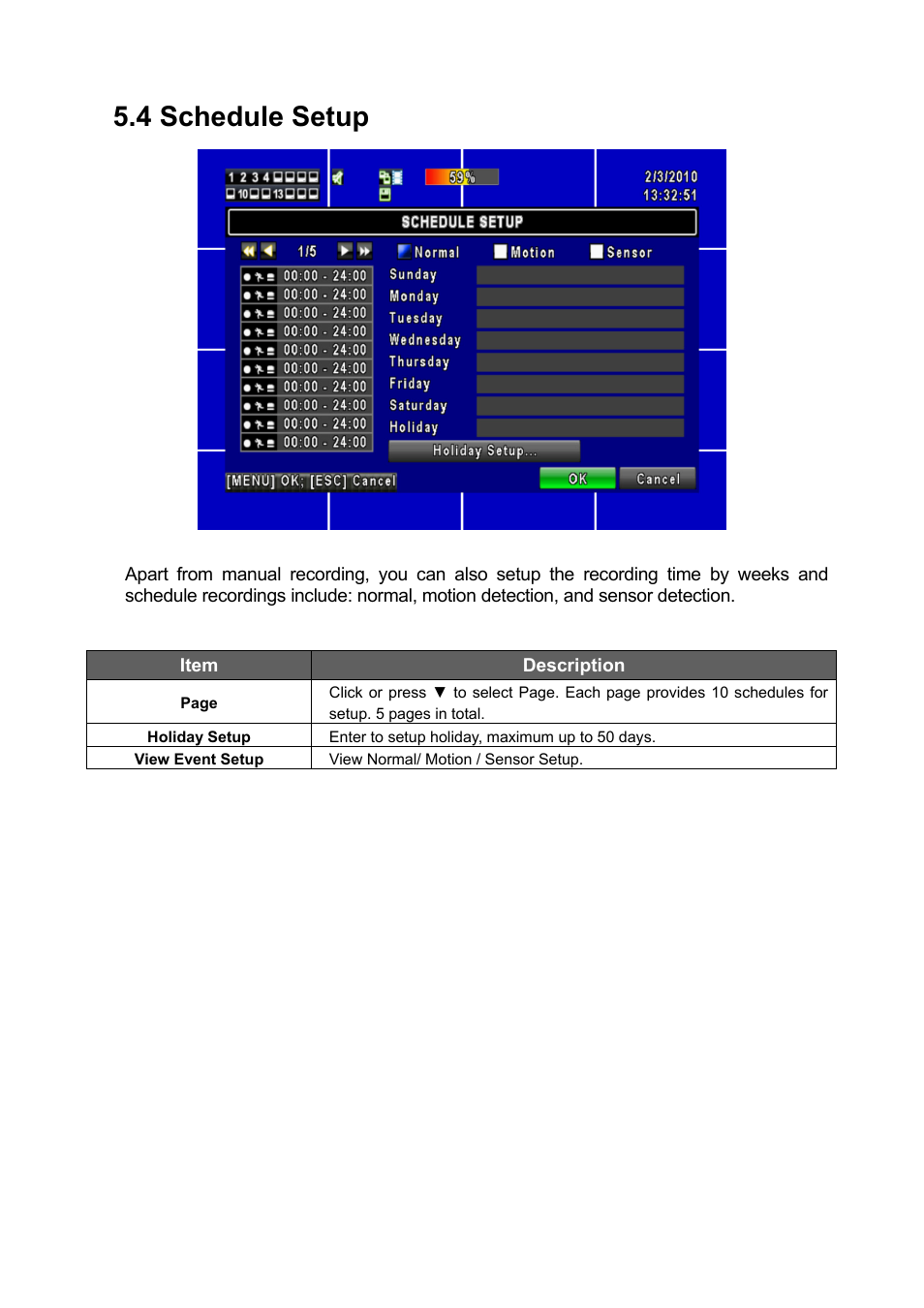 4 schedule setup | PLANET DVR-1672 User Manual | Page 31 / 90