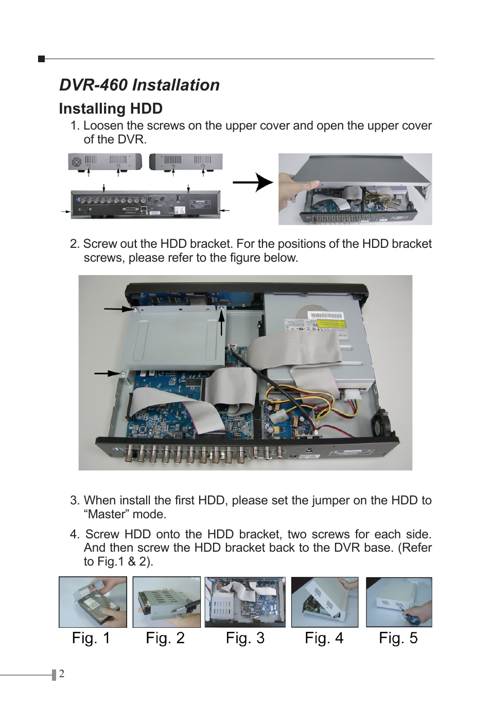 Dvr-460 installation, Installing hdd | PLANET DVR-460 User Manual | Page 2 / 9
