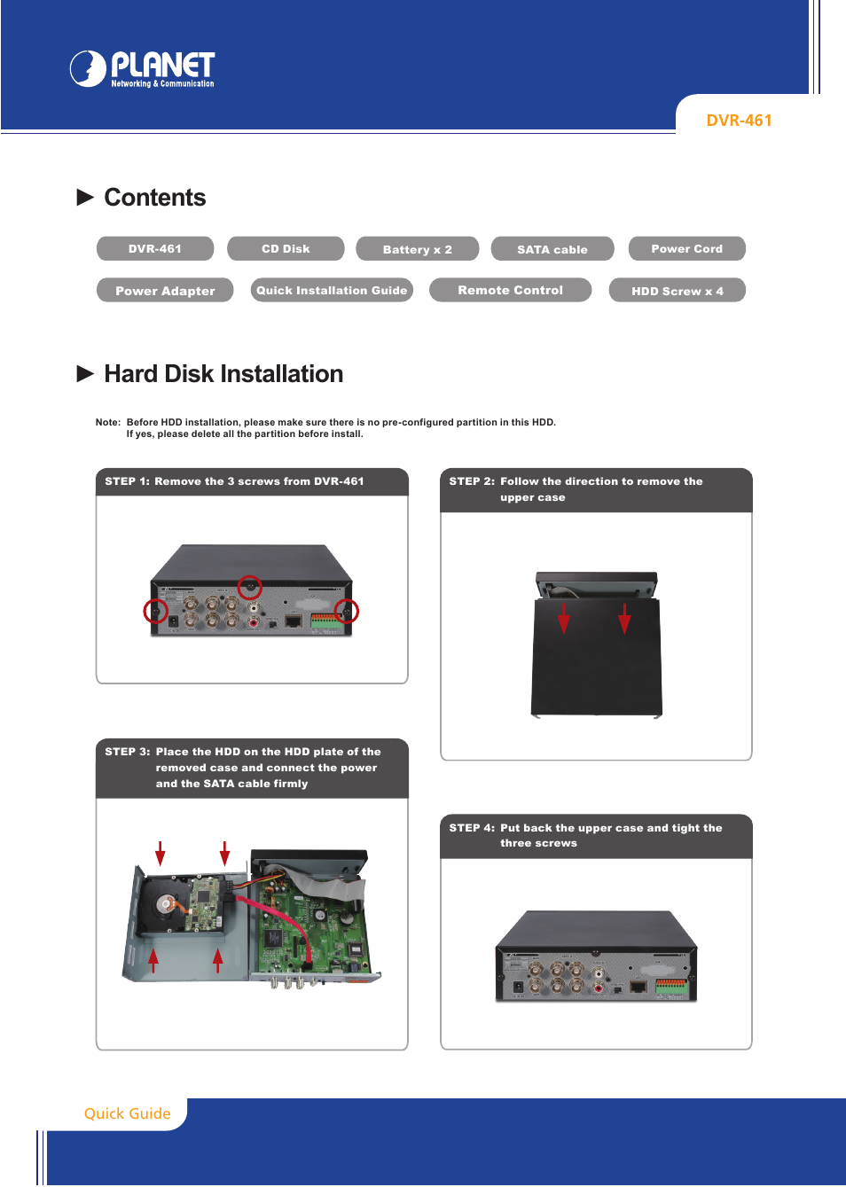 PLANET DVR-461 User Manual | 2 pages