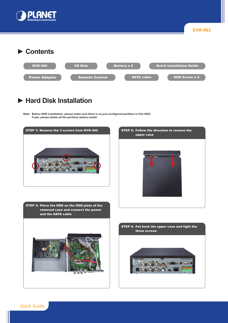 PLANET DVR-462 User Manual | 2 pages