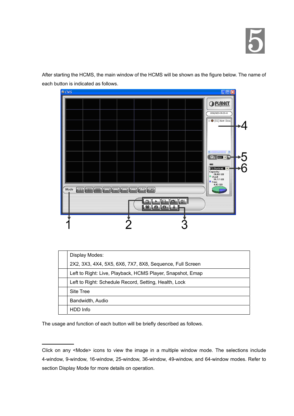 Chapter 5 buttons available on the main window | PLANET HDVR-1600 User Manual | Page 18 / 95