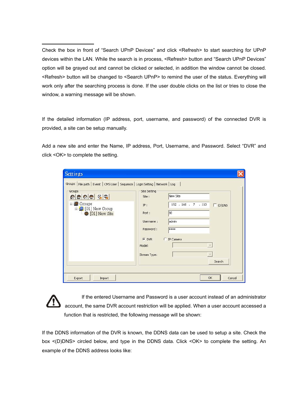 3 setup the dvr site manually, Setup the dvr site manually | PLANET HDVR-1600 User Manual | Page 28 / 95