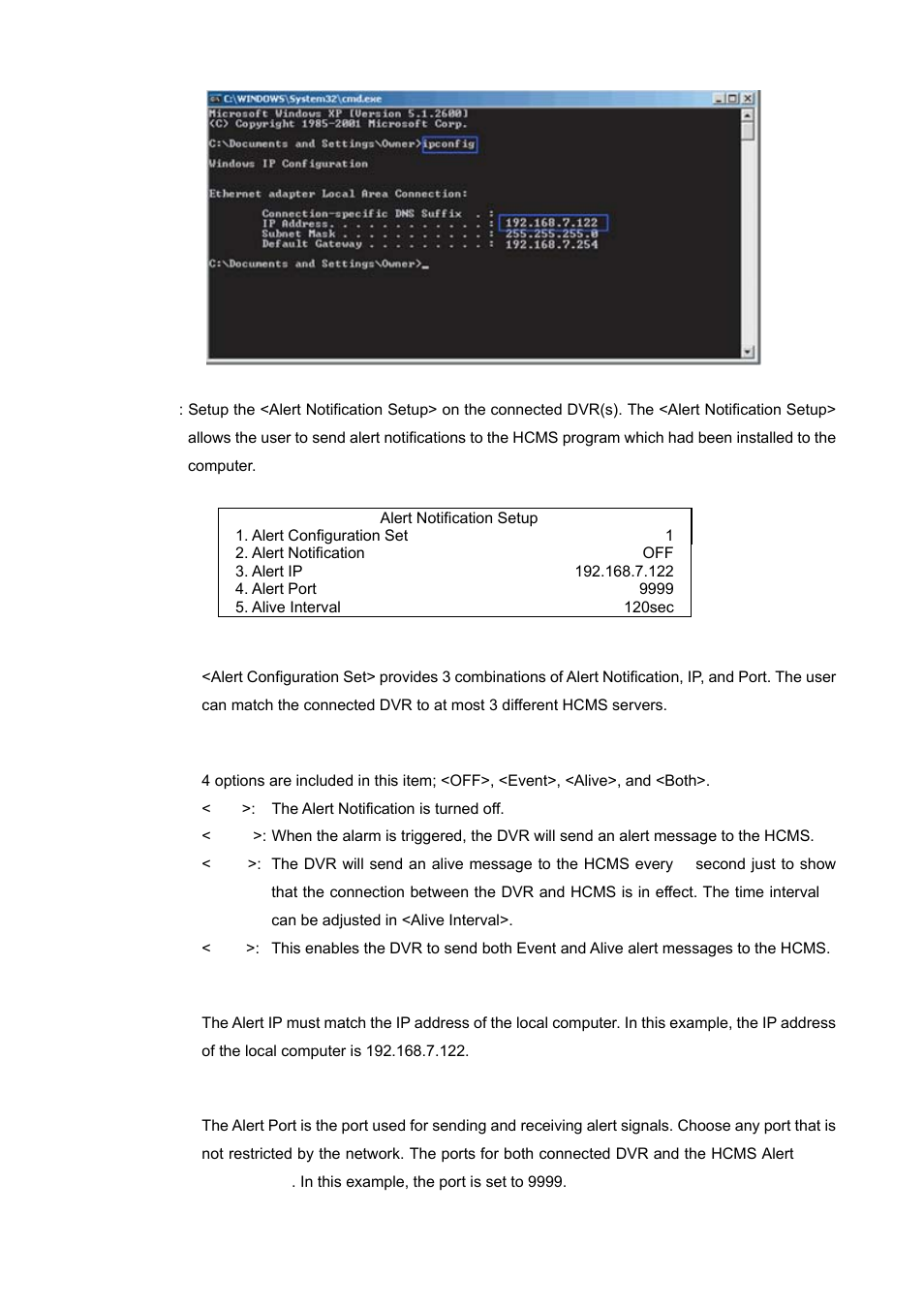 Alert configuration set, Alert notification, Alert ip | Alert port | PLANET HDVR-1600 User Manual | Page 33 / 95