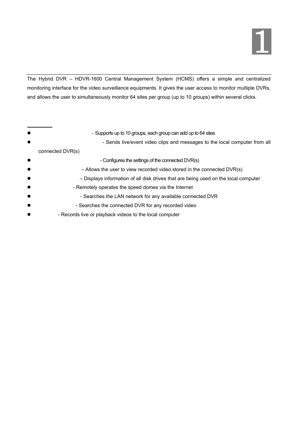 Chapter 1 introduction, Overview, Chapter 1 | Introduction | PLANET HDVR-1600 User Manual | Page 6 / 95