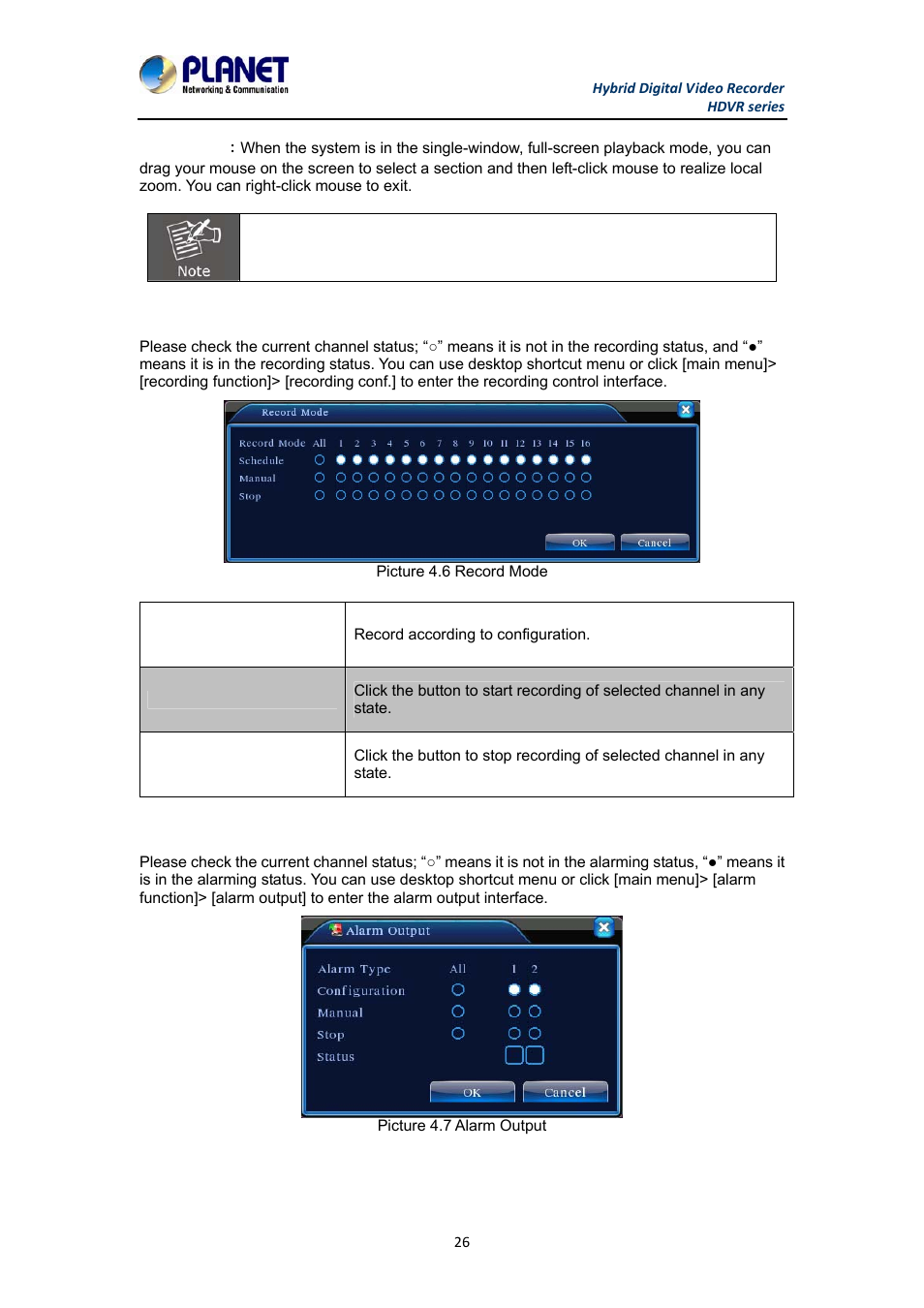 3 record, 4 alarm output, 3 record 4.3.4 alarm output | PLANET HDVR-1630 User Manual | Page 26 / 92