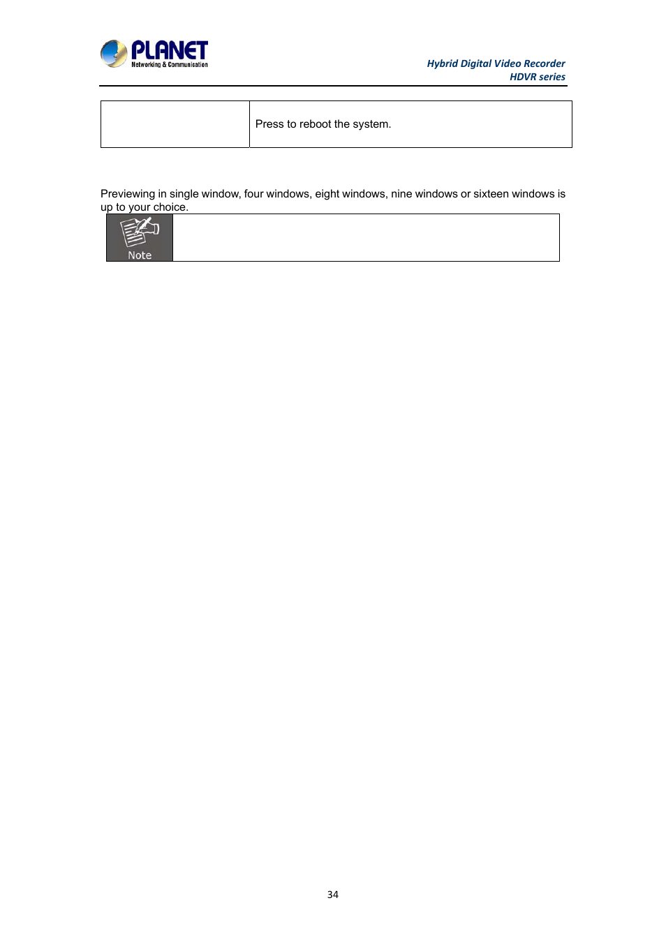 9 window switch | PLANET HDVR-1630 User Manual | Page 34 / 92