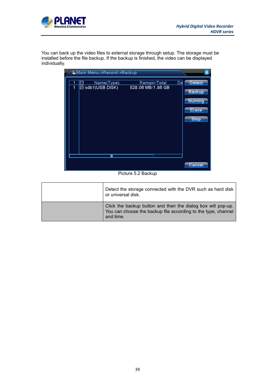 3 backup | PLANET HDVR-1630 User Manual | Page 39 / 92