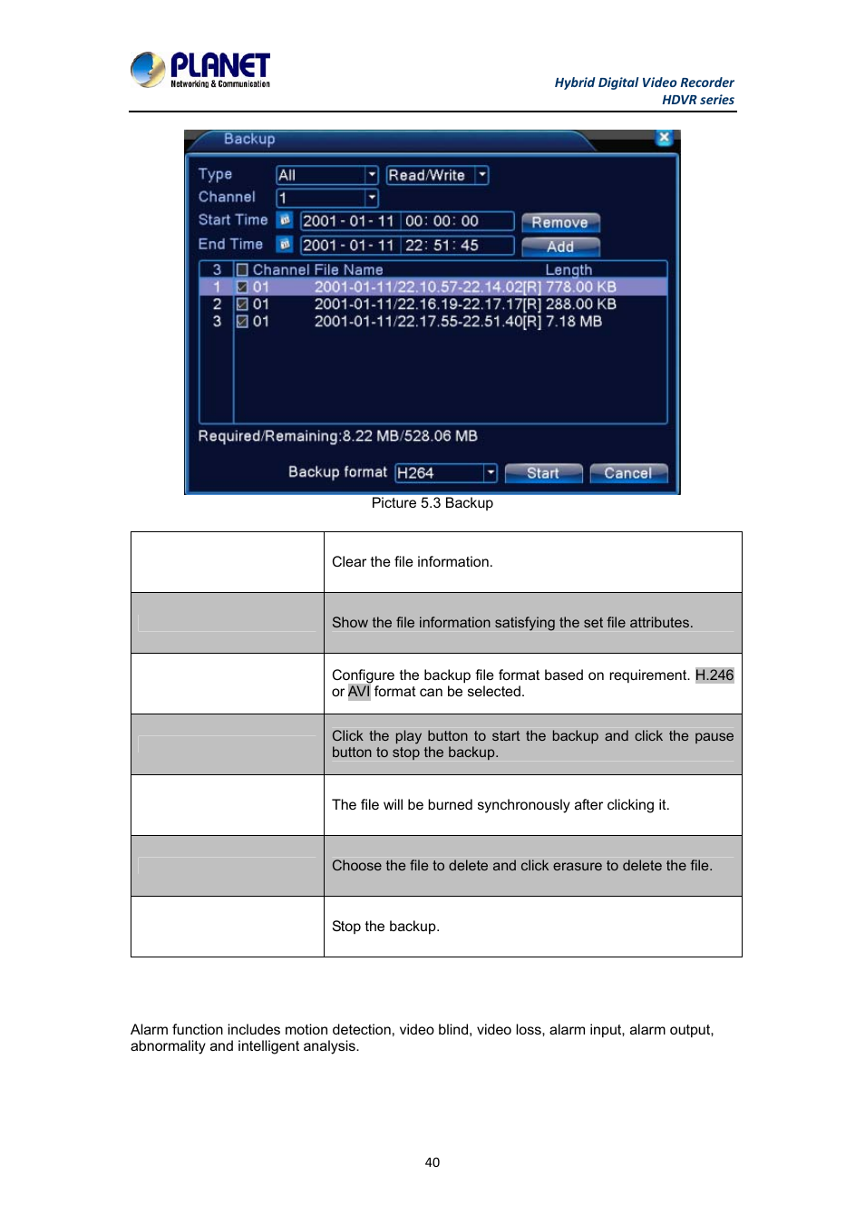 3 alarm function | PLANET HDVR-1630 User Manual | Page 40 / 92