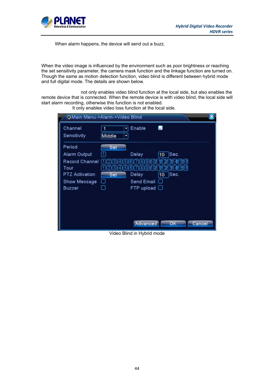 2 video blind | PLANET HDVR-1630 User Manual | Page 44 / 92