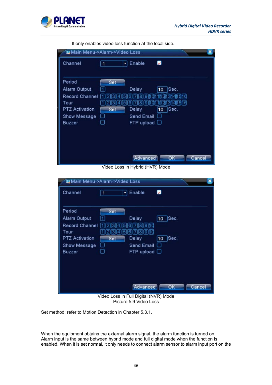 4 alarm input | PLANET HDVR-1630 User Manual | Page 46 / 92