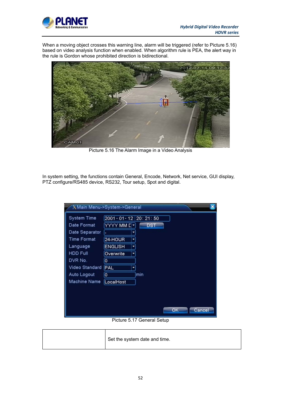 4 system setup, 1 general | PLANET HDVR-1630 User Manual | Page 52 / 92