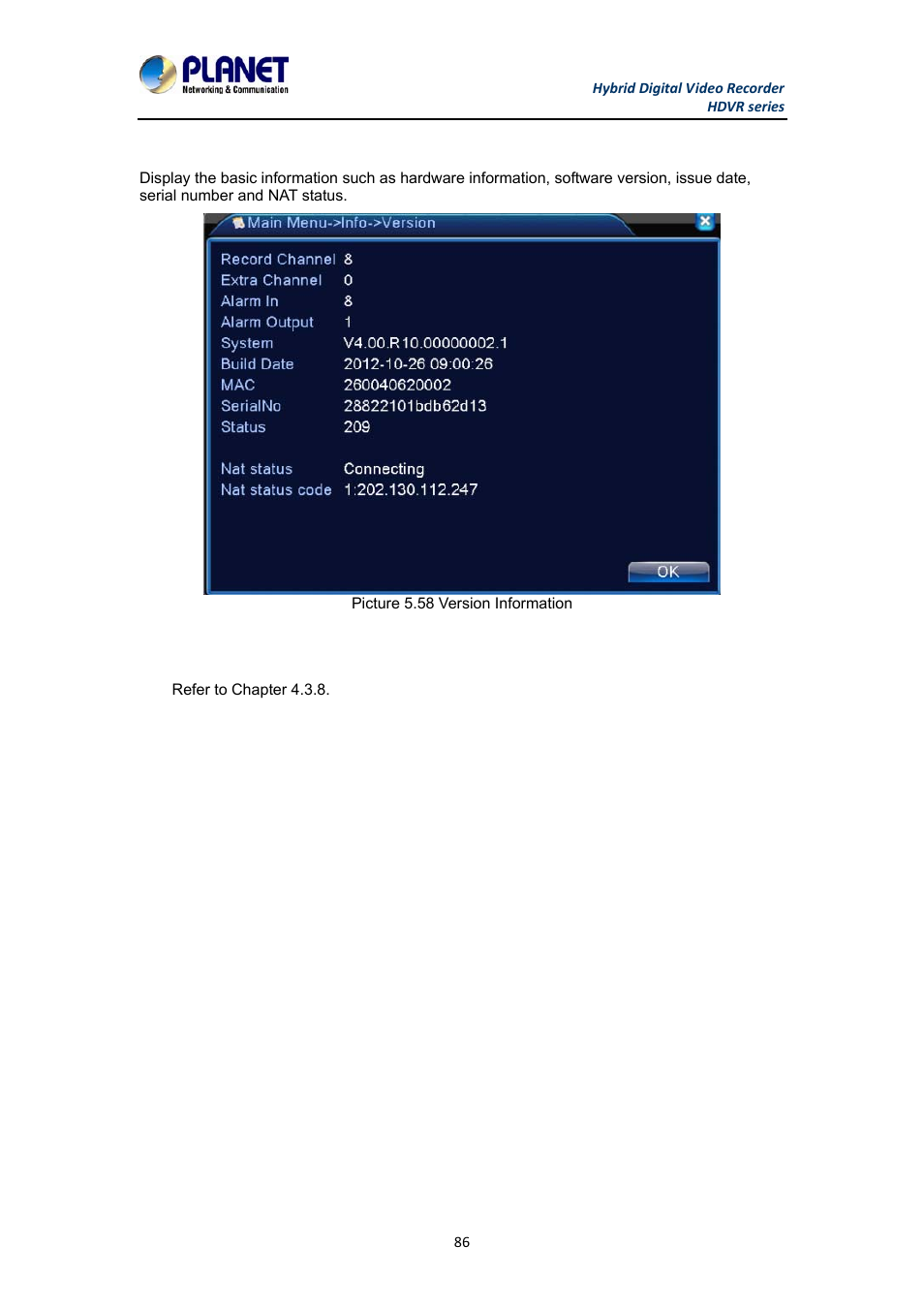 4 version, 7 shut down system | PLANET HDVR-1630 User Manual | Page 86 / 92