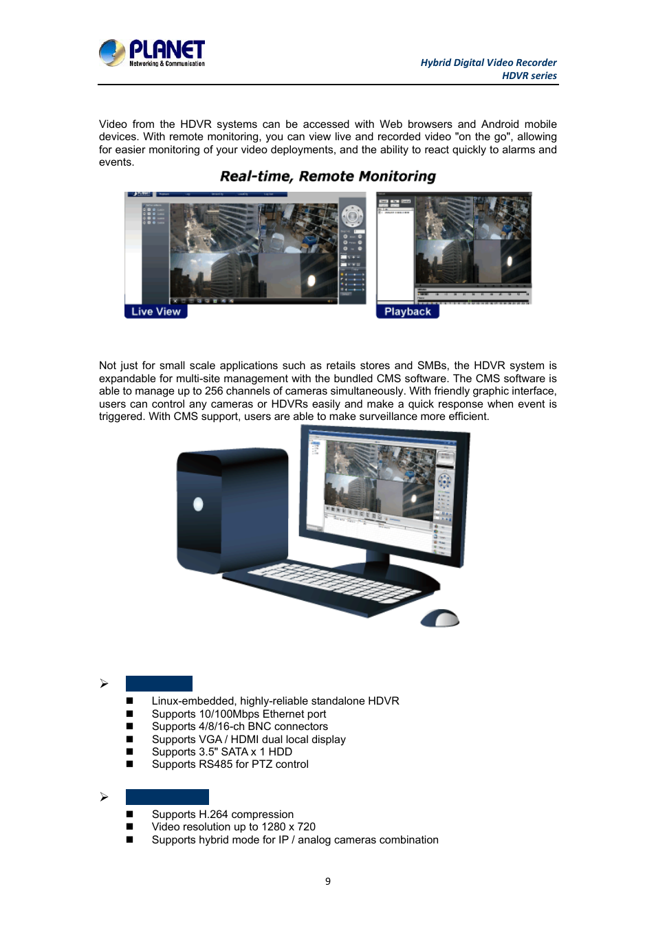3 features | PLANET HDVR-1630 User Manual | Page 9 / 92