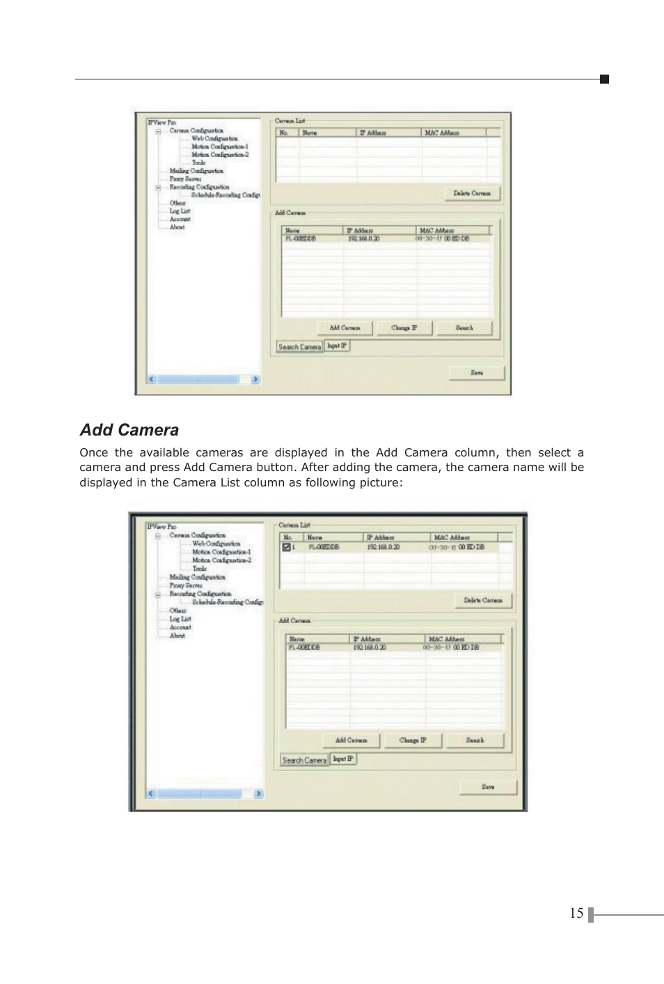 Add camera | PLANET ICA-100C User Manual | Page 17 / 20