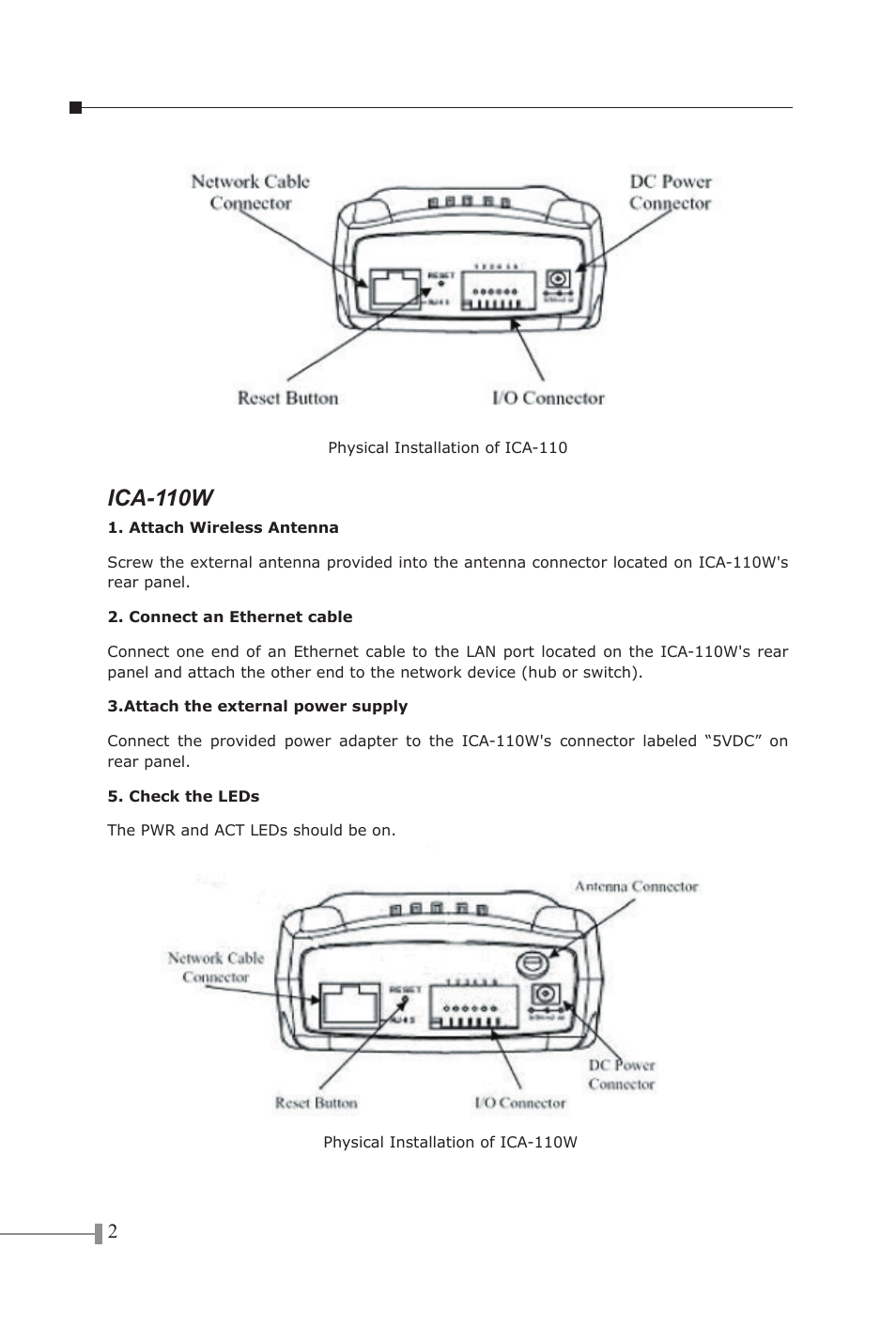 Ica-110w | PLANET ICA-100C User Manual | Page 4 / 20