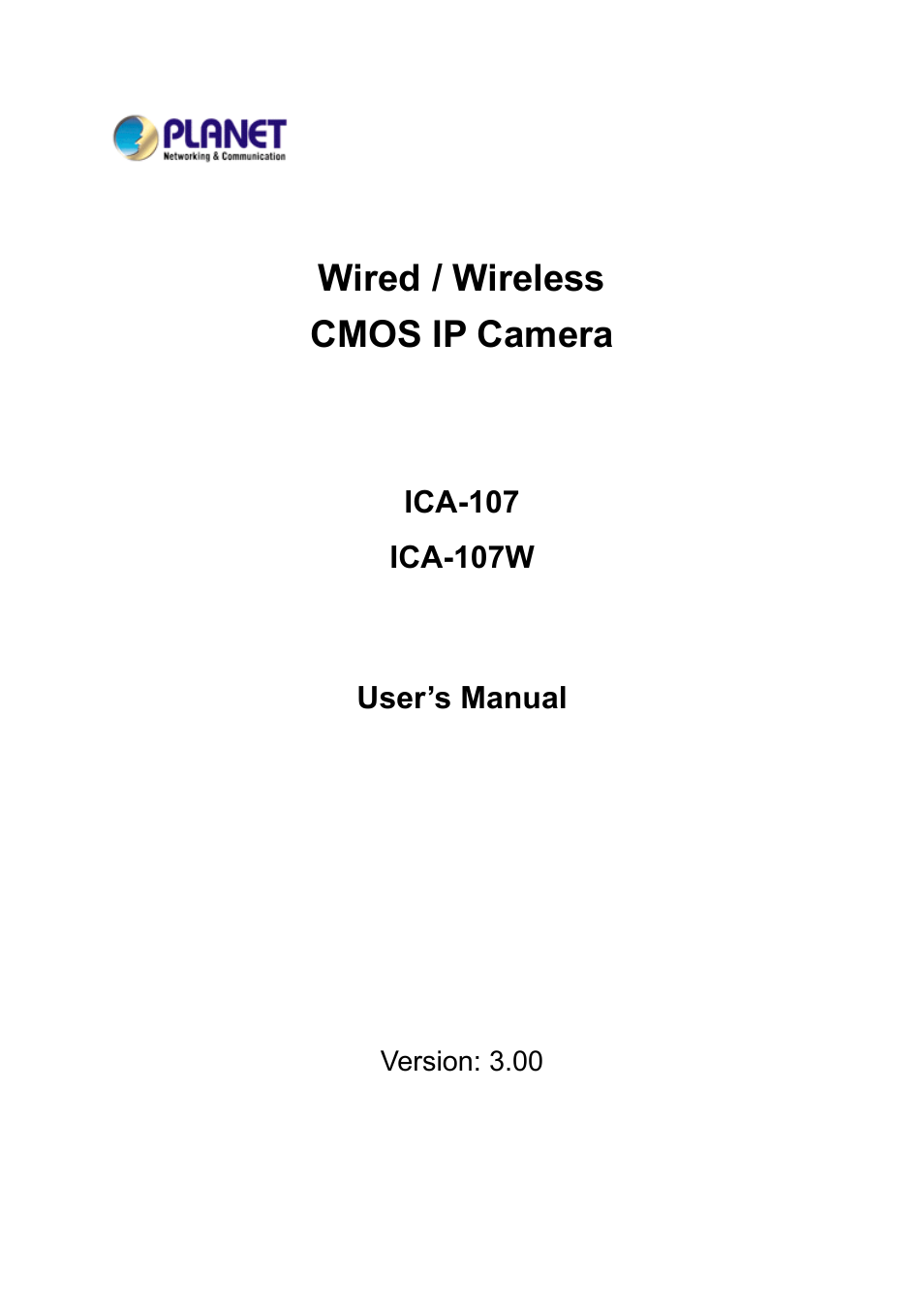 PLANET ICA-107 User Manual | 54 pages
