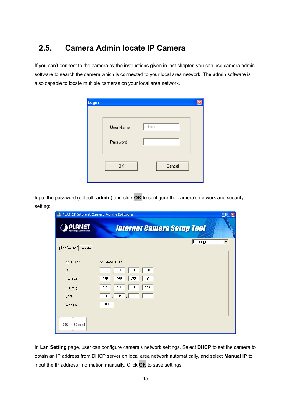 Camera admin locate ip camera | PLANET ICA-107 User Manual | Page 19 / 54