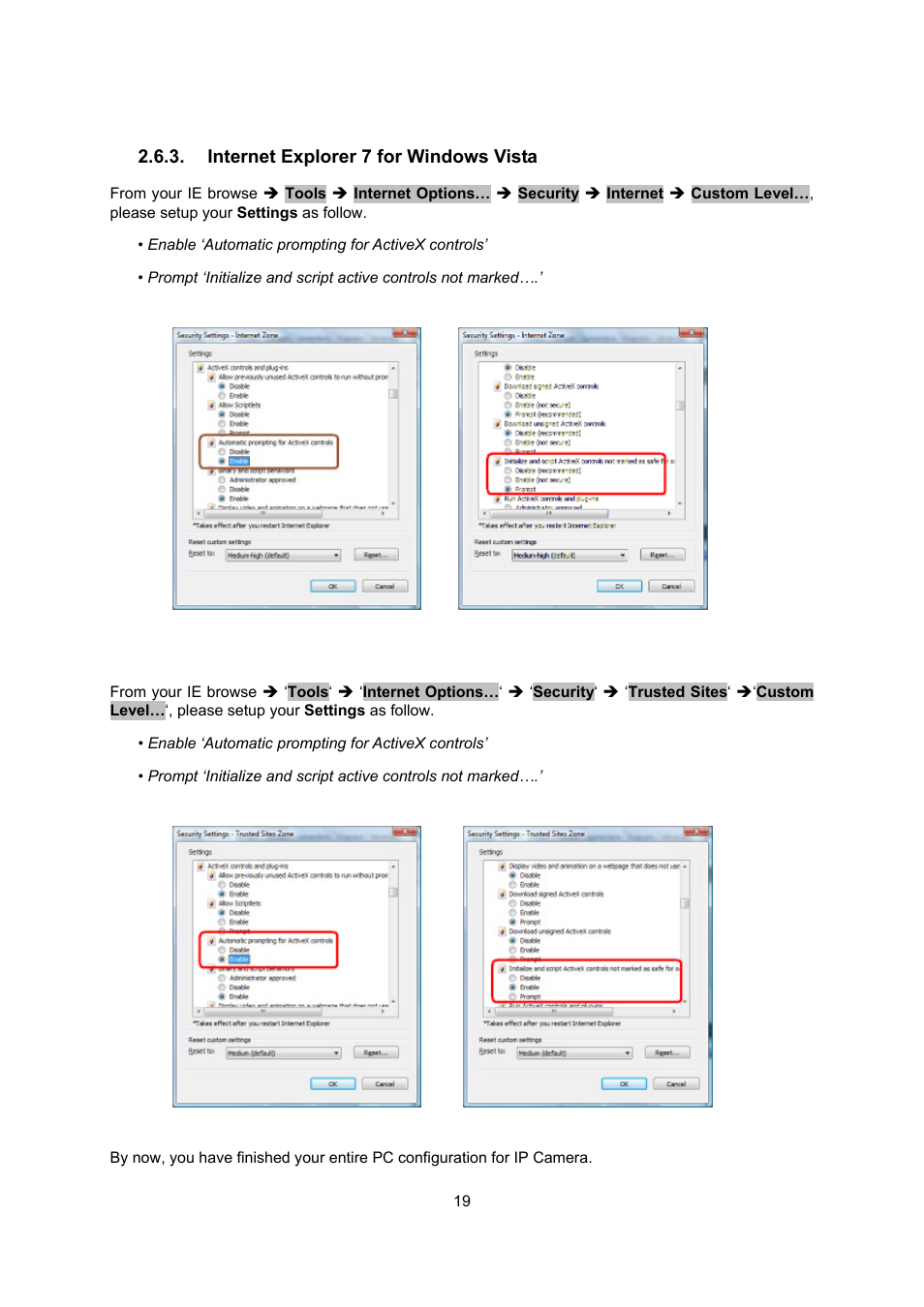 Internet explorer 7 for windows vista | PLANET ICA-107 User Manual | Page 23 / 54