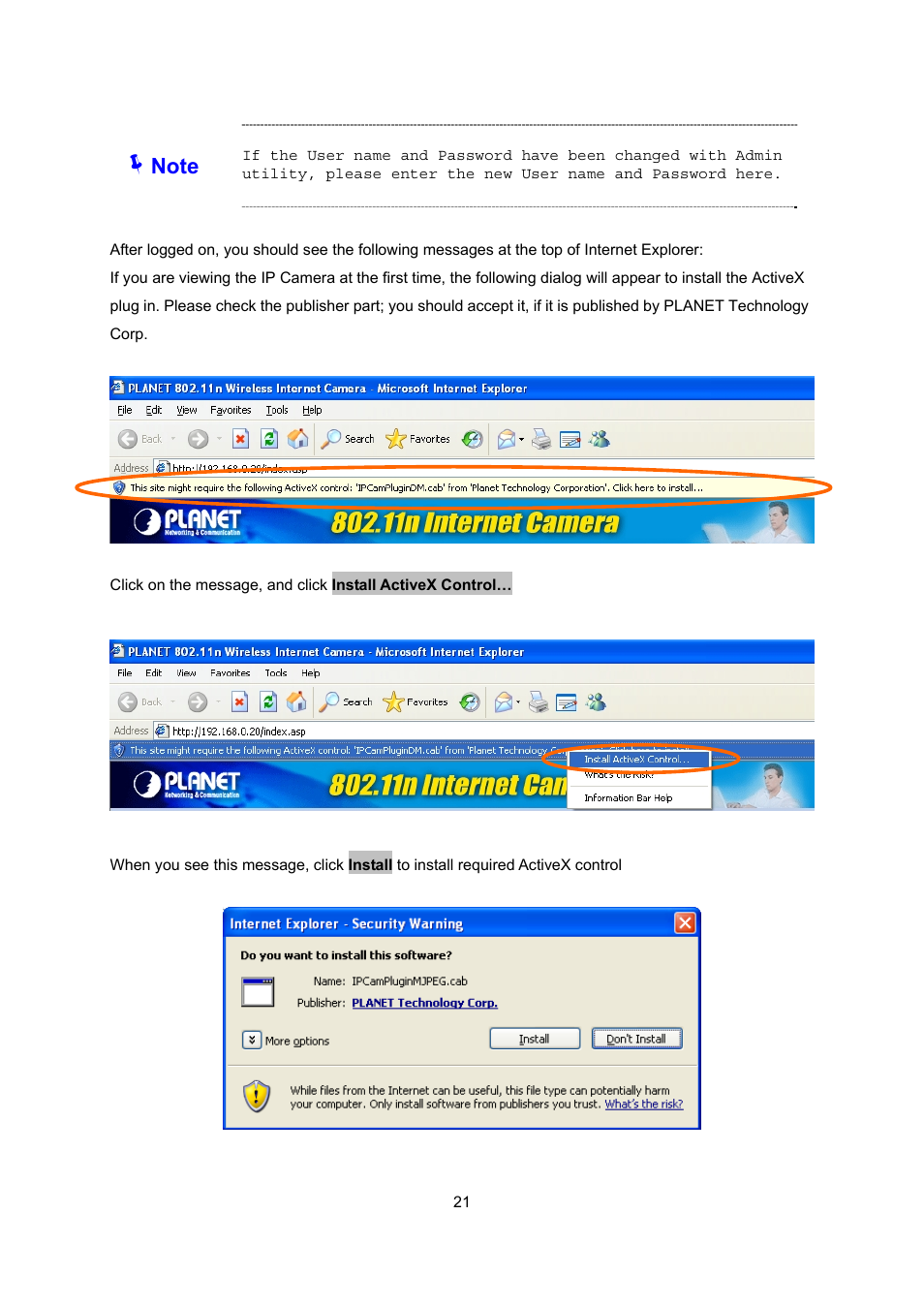 PLANET ICA-107 User Manual | Page 25 / 54