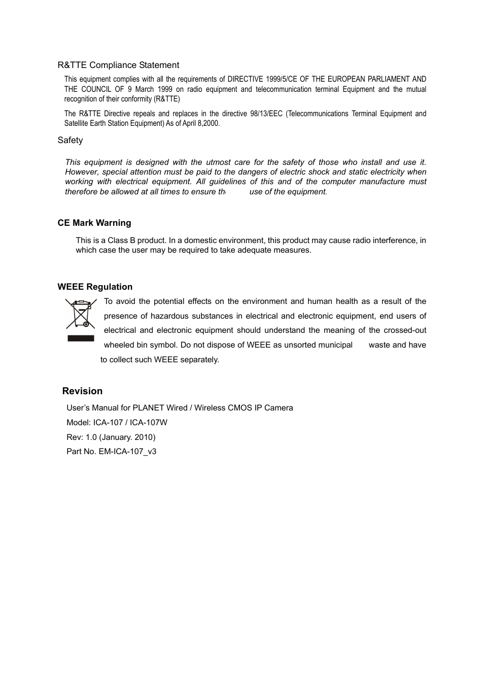 PLANET ICA-107 User Manual | Page 3 / 54
