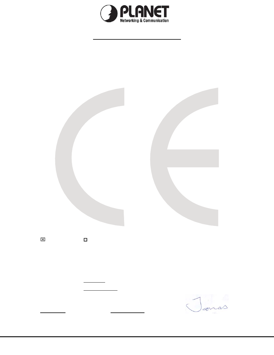 Planet technology corporation, Ec declaration of conformity | PLANET ICA-107 User Manual | Page 53 / 54