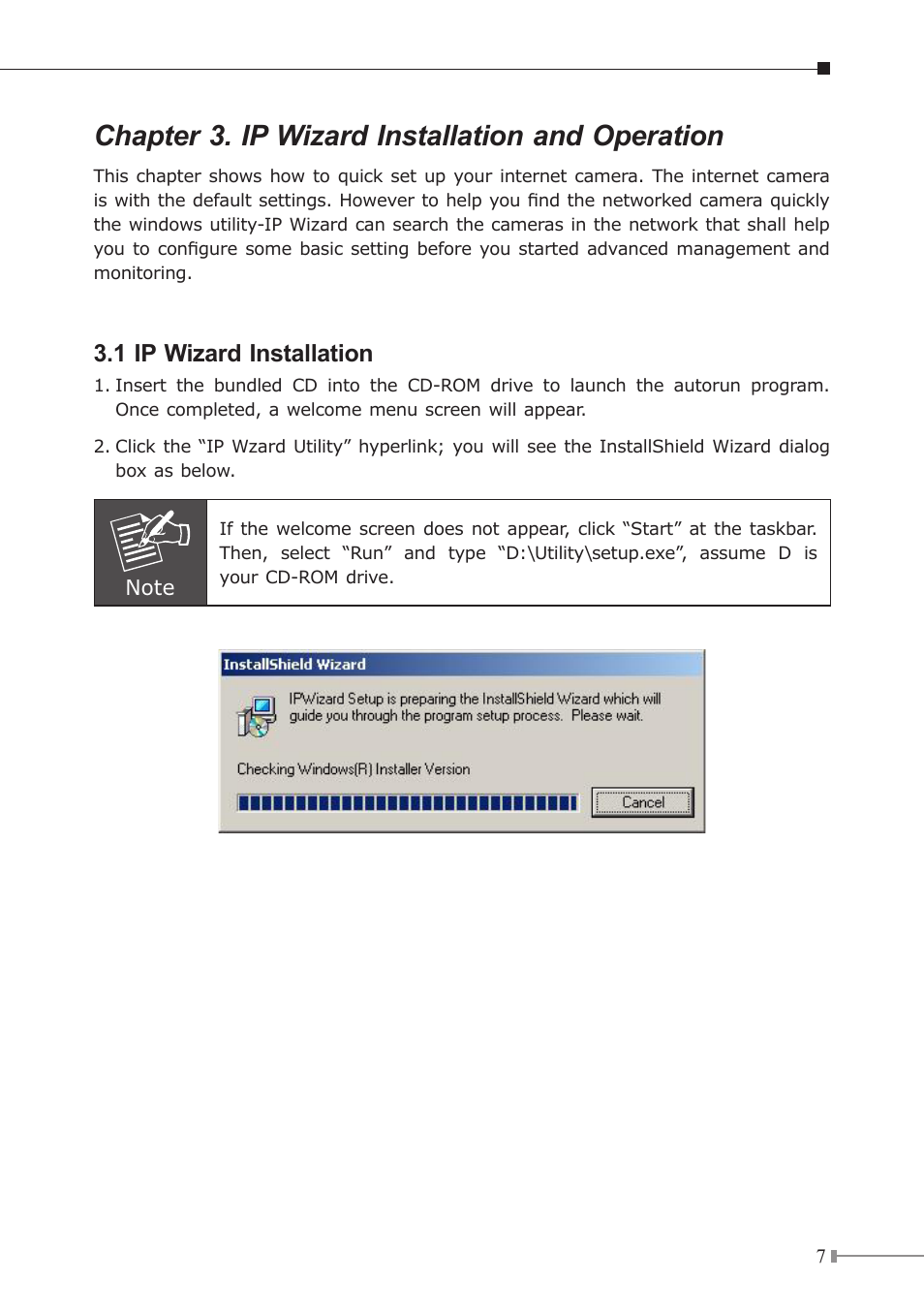 Chapter 3. ip wizard installation and operation, 1 ip wizard installation | PLANET ICA-120 User Manual | Page 7 / 20