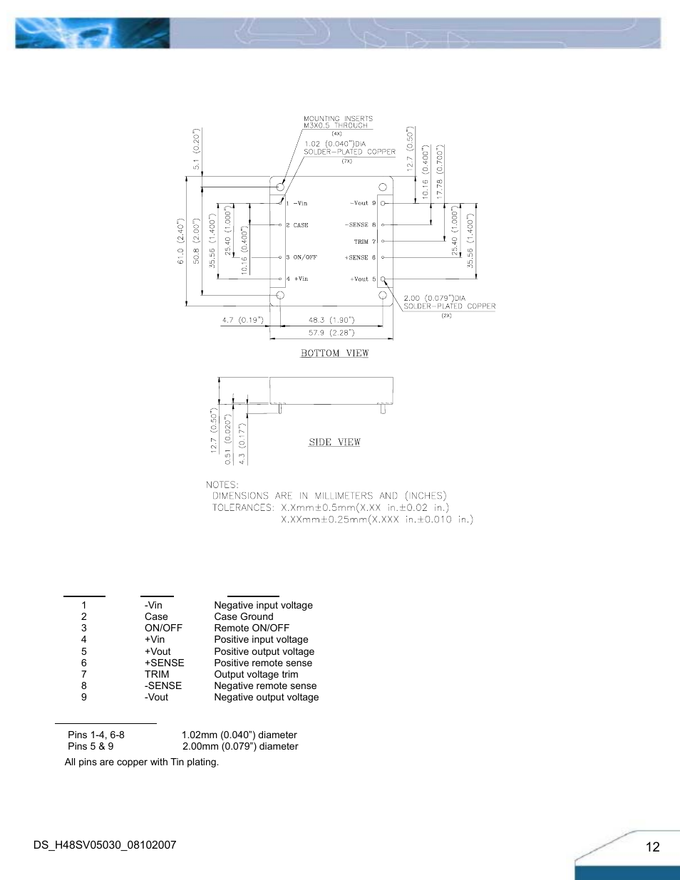 Mechanical drawing | Delta Electronics H48SV User Manual | Page 12 / 13