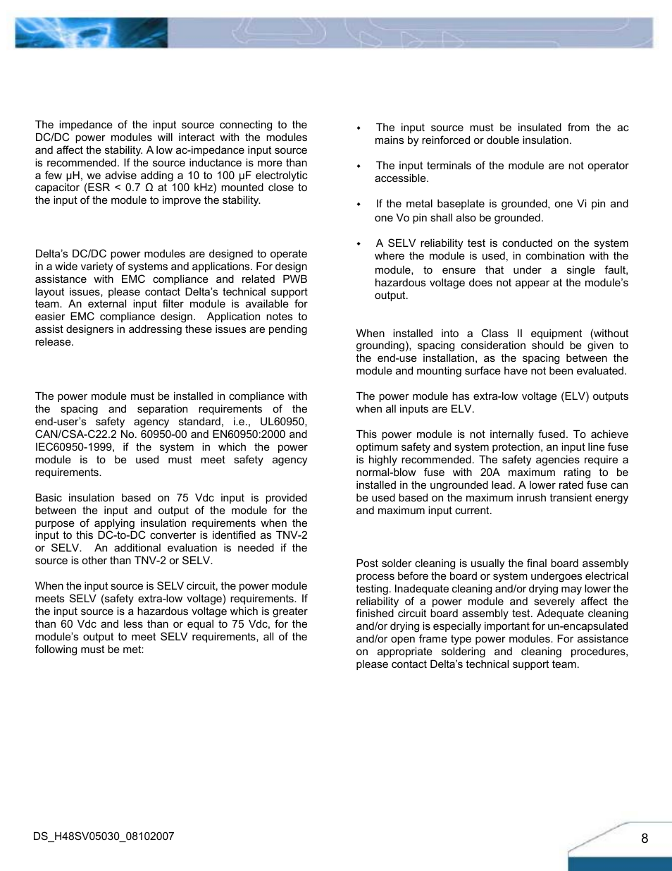 Design considerations | Delta Electronics H48SV User Manual | Page 8 / 13