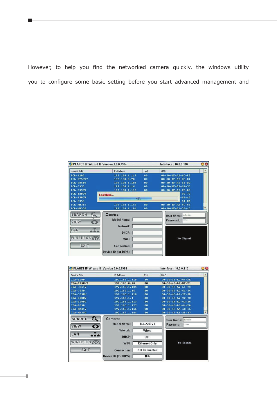 Chapter 3. camera windows utility | PLANET ICA-2250VT User Manual | Page 10 / 16