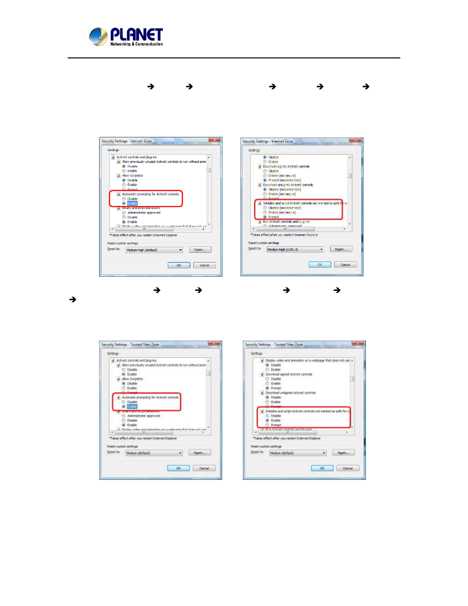 3 internet explorer 7 for windows vista | PLANET ICA-2250VT User Manual | Page 32 / 97