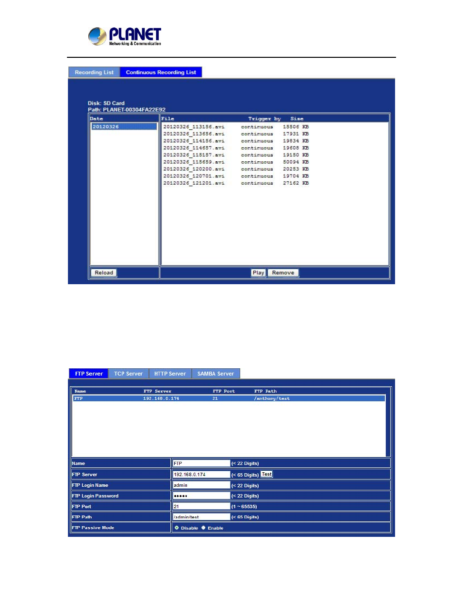 17 event server, 1 ftp server, Event server | PLANET ICA-2250VT User Manual | Page 76 / 97