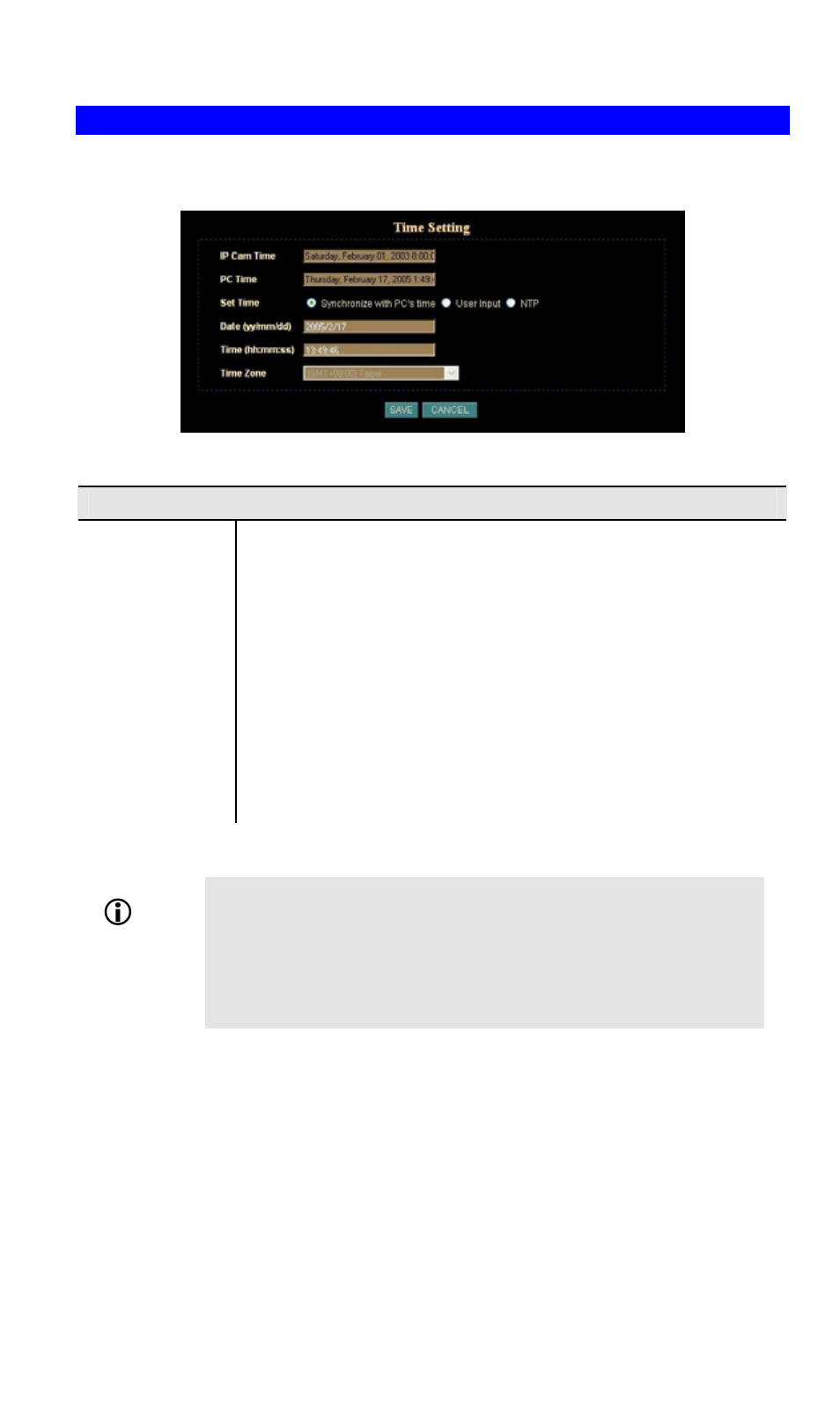 Time setting screen, Hint | PLANET ICA-500 User Manual | Page 40 / 75
