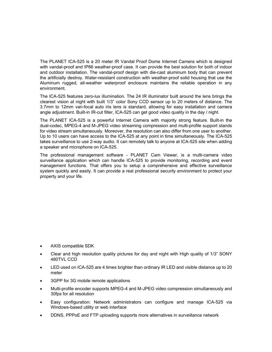 Introduction, 1 overview, 2 features | 1 overview 1.2 features | PLANET ICA-525 User Manual | Page 6 / 80